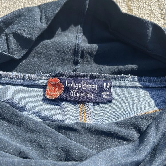 Indigo Poppy Maternity Jeans Women's Medium Blue Slim Elastic Stretchy - Picture 11 of 12